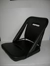 ZAGATO-style folding seat finished in vinyl with open sides and oval opening both on back and seat cushion. Available in various colours and hide.